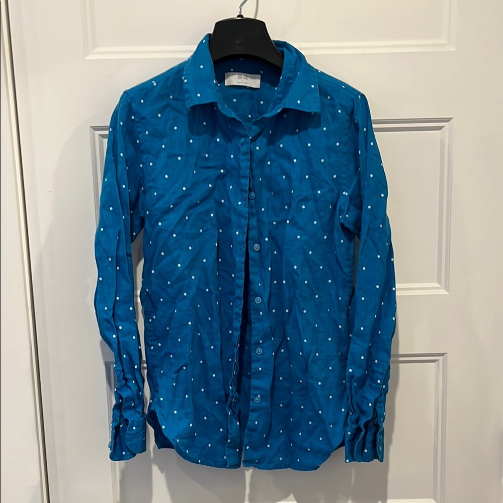 Blue Polka Dot Linen Shirt